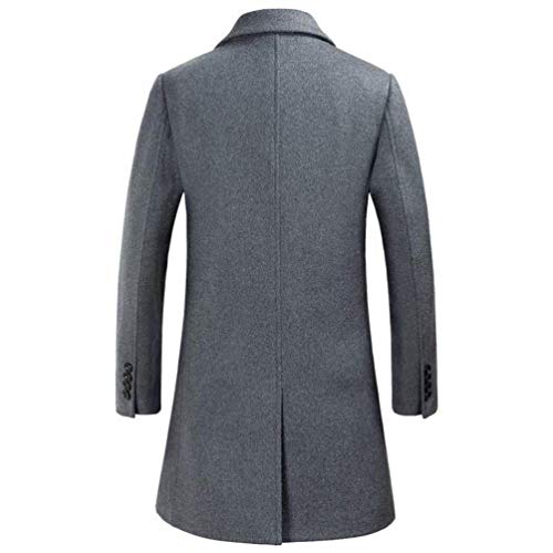 Warme Jacke Herren Wollmantel Wolljacke Mit Mit Langen Schmal Langem Jungen Schaft Einreihig Outerwear Coat (Color : Grau, Size : XL)