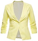 asos jacken herren Mit tailliertem Schnitt Sambosa Eleganter Damenblazer Blazer Baumwolle Jäckchen Business Freizeit Party Jacke in 26 Farben 34 36 38 40 42, Farbe:Gelb;Größe:S-36