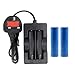 Price comparison product image High Power 3.7V 18650 Batteries with Charger Kit, Universal UK Standard BS1363 Plug, 2 Pieces Batteries for Powerful LED Head Torches Headlamps Flashlights, Not for E-cigs
