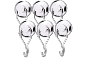 YADODO Crochet Aimanté Puissant 45KG 32D Crochet Magnetique Frigo Argent Néodyme Pivotants pour Cuisine Torchon Tableau 6pcs