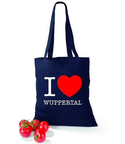 Preisvergleich Produktbild Artdiktat Baumwolltasche I love Wuppertal french navy