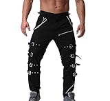 Männer Punk-Style-Hip-Pop-Hosen mit Metallschnallen und Reißverschlusstaschen