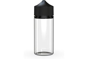 Chubby Gorilla V3 100ml PET Plastic Unicorn Bottles for Liquids, Empty Dropper Bottles - 5X 100ml (Clear Bottle with Black Cap)