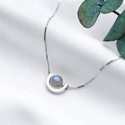 Preisvergleich Produktbild Good dress S925 Silber Halskette Anhänger Weiblichen Japanischen Stil Mode Persönlichkeit Mondstein Temperament U-Förmige Anhänger Halskette Schmuck, 925er Silberkette, Wie Gezeigt