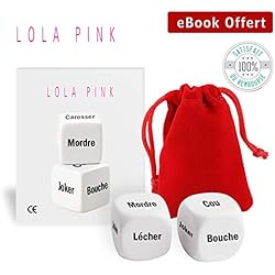 O³ Dés Coquins Lola Pink - Egaillez vos soirées grace aux 2 Dés Lola Pink tout en Français - Livrés avec un petit sac de rangement