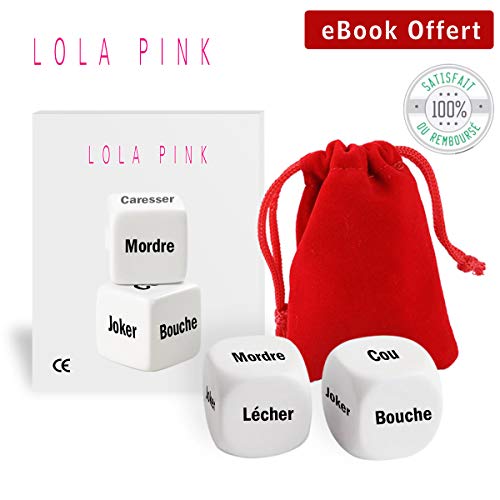 O³ Dés Coquins Lola Pink - Egaillez vos soirées grace aux 2 Dés Lola Pink tout en Français - Livrés avec un petit sac de rangement
