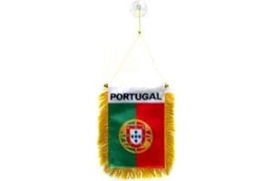 AZ FLAG - Fanion Portugal Pour Décoration Voiture Avec Ventouse et Franges Dorées - Mini Drapeau Portugais - 13x10 cm