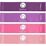 Resistance Bands - Set of 4 with Carry Bag and eBook & Video Guide. Loop Bands for Fitness, Physiotherapy and Rehabilitation (Purple and Pink)