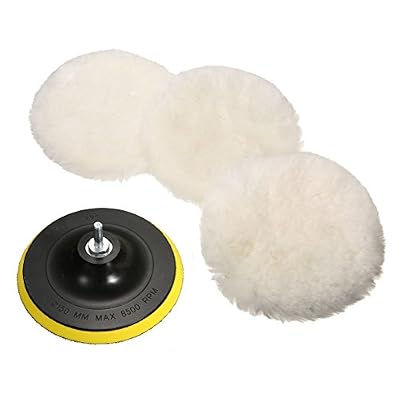 MATCC 4Pcs Éponge de polissage en Laine Polissage Tampon de Polissage de 6 Pouce Éponge Cirage Kits Pads de Polissage avec M16 Drill Adapter