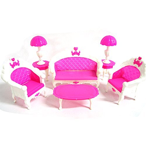 Preisvergleich Produktbild CreaTion Spielzeug Puppenhaus Möbel-Wohnzimmer Grand Parlor Sofa Set (Pink)