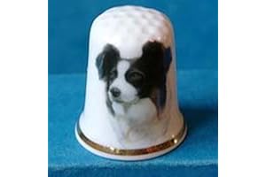 BIRCHCROFT CHINA Objet de collection et dé à coudre en porcelaine Motif Border Collie