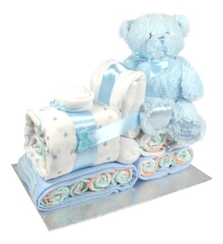 Baby Boy Blue Train Nappy Cake