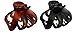 New Octopus Hair Claw Clip Butterfly Bull Dog Design Plastic Fast Shipping (Deal of Two (Black & Dark Brown))