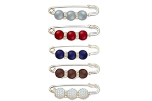 WOOXDYUK 5 szt. Fashion Pearl Brooch,Sweater Shawl Clip Double Faux Pearl Brooches Waist Pants Extender Safety Pins