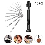 Mini Micro Aluminium Handbohrmaschine mit Keyless Chuck + 10pcs Twist Bohrer Bits Rotary Tools