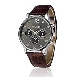 Coolster Herren Chic Lederband Armbanduhr Quarzuhren Armband (Braun)