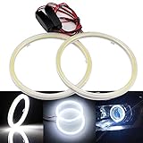 Alta calidad y nueva marca Grandview 1 Par Blanco 70MM 60SMD COB LED Faros Delanteros Angel Eyes Bulbos Halo Anillo Lámpara DRL con La Cubierta del Reflector de Corriente Constante 9-30V