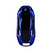 Produktbild [m. jvisun] Schlüsselanhänger Cover für TESLA Schlüsselanhänger Schlüssel, passt Fernbedienung TESLA Modell X Smart Keyless-Start Stop Motor Auto-Schlüssel, Flugzeug Aluminium Schlüsselanhänger Schutz Case, Key Cover für TESLA Modell X, blau