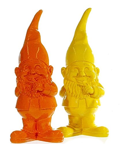 2 er Set bunte Gartenzwerge 20 cm hoch in Gelb und Orange