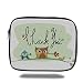 Produktbild Tablet Bag for Ipad air 2/3/4/mini 9.7 inch,Animal Decor,Chubby Little Birds Owl Worm and Sparrow and Flowers with Thank You Quote Art,Green,3D Print