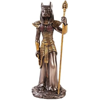 Statuette Chat Égyptien En Résine - Décor Vintage Noir Et Or, 22cm - Déesse Bastet, Idée Cadeau Déco