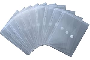 ‎HFP EXXO by HFP 35061 Dokumententaschen Sammelmappen Sichttaschen A5 transparent natur - Dokumentenmappe zum Abheften mit EURO-Lochung, Abheftrand, Klappe und Klettverschluss - 10 Stück