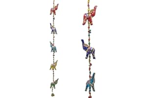 ‎PANOTOPHIA Dekorative Girlande mit Elefanten aus Stoff - 80 cm