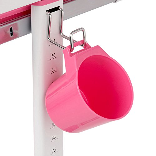 iKayaa Table de dessin et Chaise pour Enfants avec Support de Rouleau de Papier et le Tiroir Hauteur Réglable 0-40 ° Tiltable Activité des enfants Ensemble de Table Artistique Station de Travail (Rose)