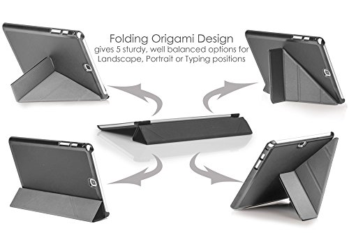 Forefront Cases® Neue Origami Leder Hülle / Tasche / Case / Cover für Samsung Galaxy Tab A 9.7 SM-T550 (Mai 2015) – Rundum-Geräteschutz und intelligente Auto-Sleep-Wake-Funktion mit 3-JAHRES-GARANTIE VON FOREFRONT CASES – inkl. Eingabestift und Displayschutz - 3
