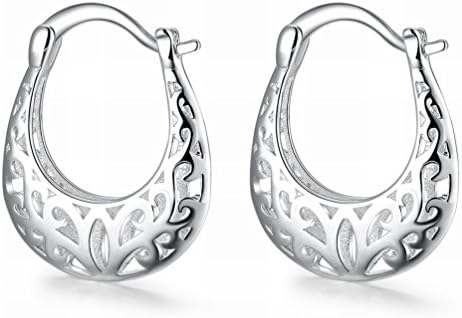 a Pair of Fashionable Popular Hollow Carved Flower Female Ear Buckle / Stainless Steel / Anti-allergic / Silver Flashing / Small and Exquisite / Zirconia Made,Figure