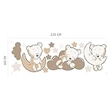 JUJU & COMPAGNIE – Teddy Moon in Beige – Kinderzimmer Wandaufkleber – Teddy der Bär Auf dem Mond – Ideal fur Babyzimmer die 3 Teddy’s - 3