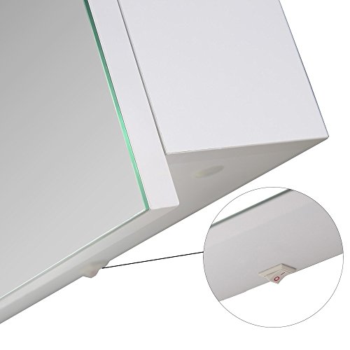 Eurosan 2-türiger Spiegelschrank, Superflache, Integrierte LED-Frontbeleuchtung, Breite 80 cm, Weiß, Paris, P80 - 4
