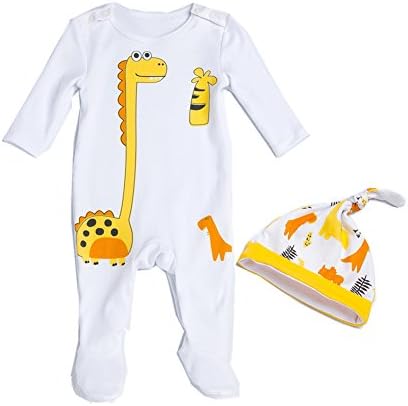 Bom Bom Baby Boys Girls Cotton Dinosaur 2 Piece Footed Sleeper With Cap (Color 2,3-6m)