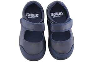 escoolers Zapato Colegial Merceditas de Piel para Niñas de Fácil Apertura con Velcro - Muy cómodos - Made in Spain.