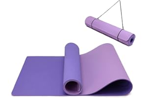 Oak & Tea Yogamatte Rutschfest Fitnessmatte Umweltfreundliche TPE Sportmatte mit Tragegurt Gymnastikmatte für Pilates Yoga Workout 183 x 61 x 0.6 cm