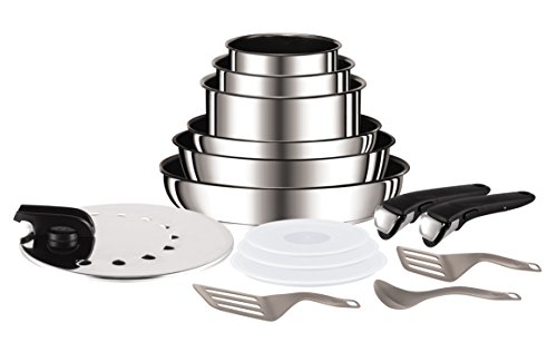 Tefal L94096 - Conjunto de piezas de acero inoxidable Ingenio Preference, 15 productos