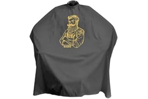 BABO Friseurumhang Crystal Barber - Schwarz/Gold, Kittel, Cape, Friseurbedarf, Barbershop, Standardgröße B-140cm L-160cm 1 Stück