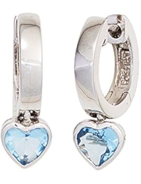 925 Sterling Kinder Silber Kinder Ohrringe - Herz mit Zirkonia - B 6,20 mm - H 17,90 mm