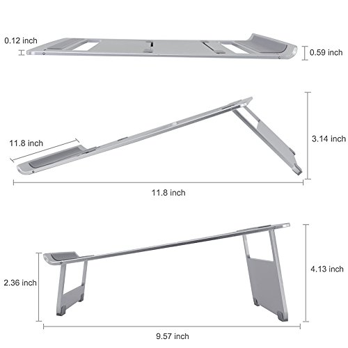 Portable Laptopständer mit Handy Halterung, Hizek Aluminum Laptop Ständer und Handy Ständer Kühler Laptop Ständer Notebookstativ für Apple Macbook, Computer und Notebooks (Silber) - 3