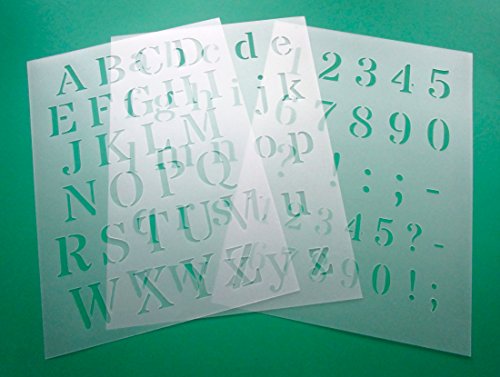 3er Schablonen Set 00025 Druck - Buchstaben groß, klein und Zahlen