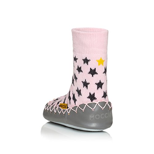 Moccis Kühl In Rosa Baby – Leder Mokassins Hausschuhe Socken - 3