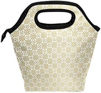 MONTOJ Vintage Royal Golden Flowers Lunch Bag Adult Cooler Bag Ice Pack
