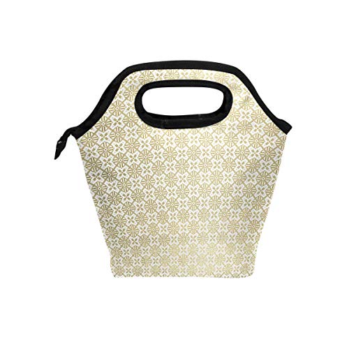 MONTOJ Vintage Royal Golden Flowers Lunch Bag Adult Cooler Bag Ice Pack
