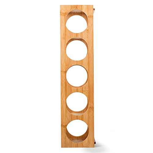 Klarstein Rack No. 3 Bambus-Weinregal stapelbares Weinflaschenregal aus Holz ( für 5 Flaschen Wein, liegend oder stehend, erweiterbar) braun - 2