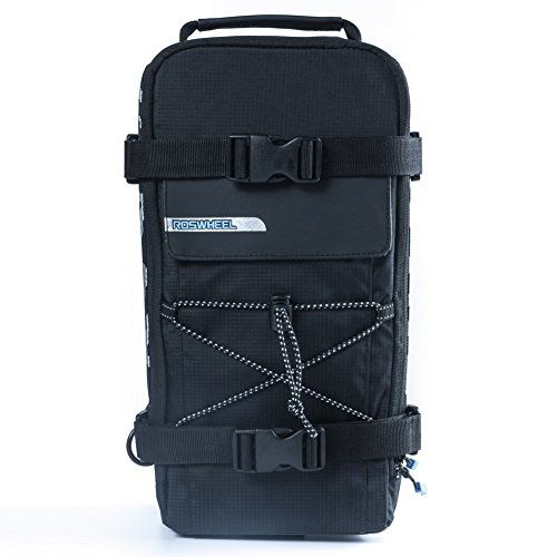 Wisamic Radtasche Gepäckträgertasche Rucksäcke Wasserdicht mit Reflektierendem Band Schwarz, 32,5 x 16 x 18 cm - 3
