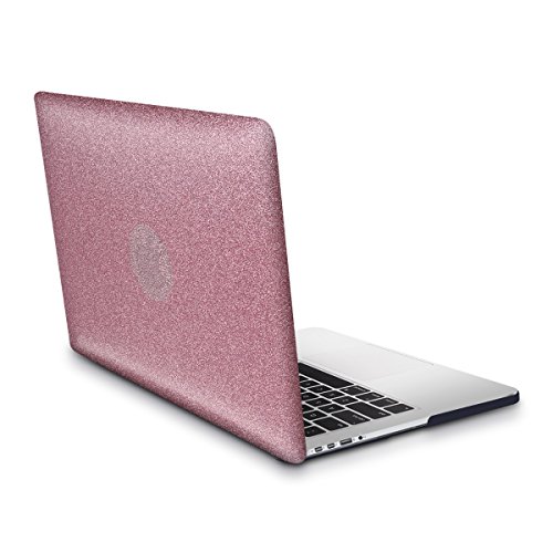 kwmobile Hardcase Laptop Hülle für Apple MacBook Pro Retina 13" (ab Ende 2012) - Glitzer Design Rosegold dünne gummierte Schutzhülle Cover Case Tasche