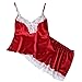 Produktbild TianWlio Dessous Damen Schlafanzug Unterwäsche Negligees Weihnachten 2PC Dessous Baby Dolls Nachthemd Nachthemd Nachtwäsche Unterwäsche Set rot S