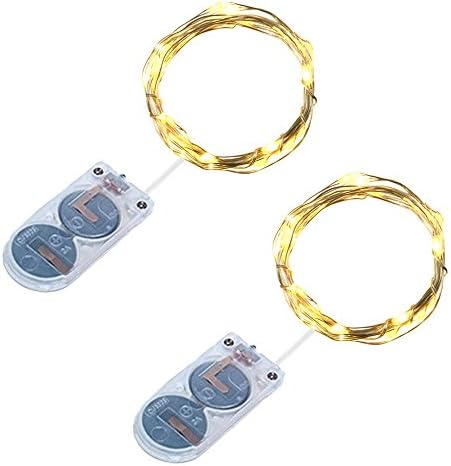 RcStarry(TM) 2-Pack{20LED 7Ft}Rope Lights,Battery Operated Super Bright Micro 20 LEDs on 7 Ft Long Ultra Thin Silver Wire Starry String Lights for Home Bedroom Party Tree,Warm White