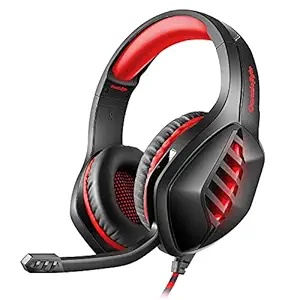 (Renewed) Cosmic Byte GS430 Gaming Headphone, 7 Color RGB LED and Microphone for PC, PS5, Xbox, Mobiles, Tablets, Laptops (Red)