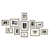 Muzilife Cadre Photo Mural Lot de 11 Cadres Photo Collages de Images Décoration pour Maison et Salon - 8 Pcs 13 x 18 cm, 3 Pcs 20 x 25 cm, MDF (Gris)